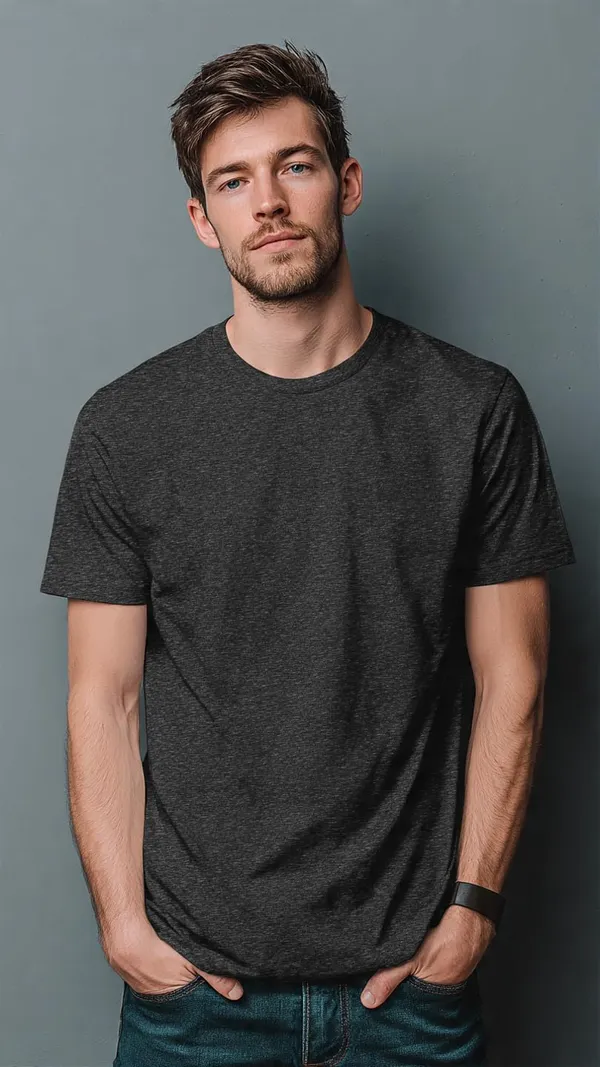 Mens_100_Cotton_Plain_T_Shirt_Round_Neck_Half_Sleeve_Light_Dark_Grey_Melange_Regular_Fit
