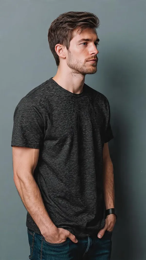 Mens_100_Cotton_Plain_T_Shirt_Round_Neck_Half_Sleeve_Light_Dark_Grey_Melange_Regular_Fit