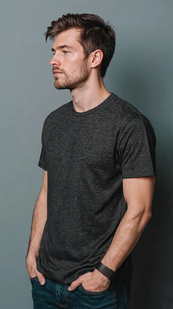 Mens_100_Cotton_Plain_T_Shirt_Round_Neck_Half_Sleeve_Light_Dark_Grey_Melange_Regular_Fit
