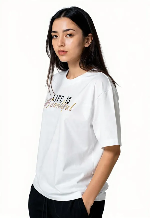 Trendnear_Oversized_T_Shirt_For_Women__Life_Is_Beautiful_Print_Relaxed_Fit
