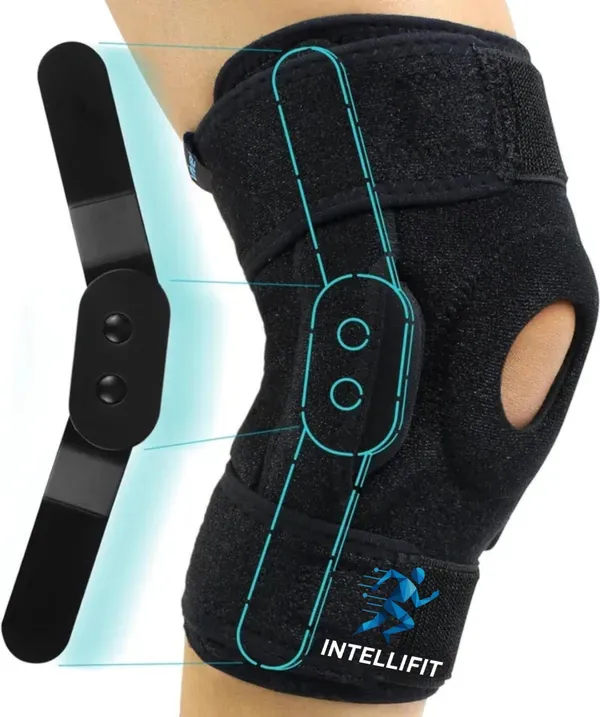 IntelliFit_Knee_Support_Brace_with_Hinges_Open_Patella_Joint_Knee_Pain_Relief_Hinged_Knee_Support_(Black)
