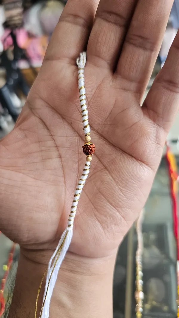 White_Beaded_Rudraksha_Rakhi_Spiritual_Wear_Pack_Of_6