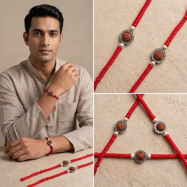 Red_Thread_Rudraksha_Bead_Rakhi_With_Silver_Beads_Pack_Of_5