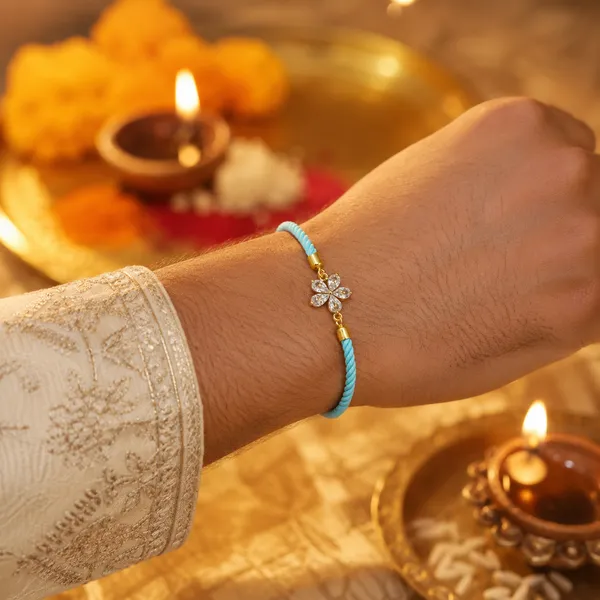 Blue_Cotton_Rope_Crystal_Flower_Charm_Rakhi