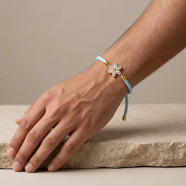 Blue_Cotton_Rope_Crystal_Flower_Charm_Rakhi