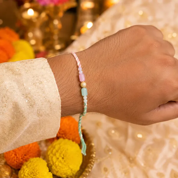 Multicolor_Beaded_Rakhi_With_Gold_Accent_Charm_Pack_Of_5