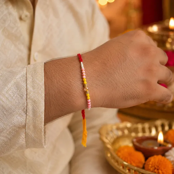 Multicolor_Beaded_Rakhi_With_Yellow_Thread_Pack_Of_6