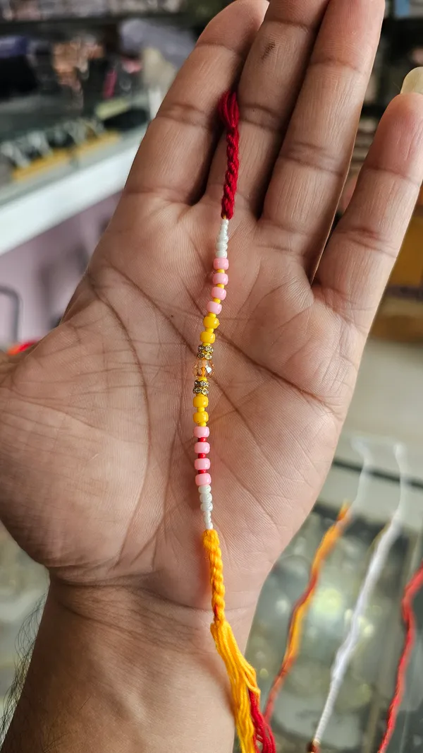 Multicolor_Beaded_Rakhi_With_Yellow_Thread_Pack_Of_6