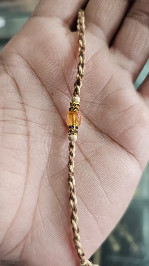 Gold_Plated_Chain_Rakhi_With_Yellow_Bead_Pack_Of_6