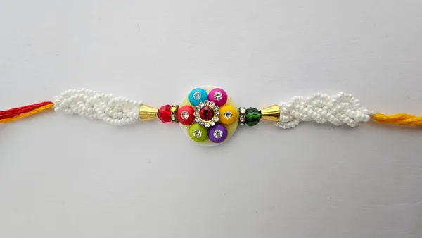 Multicolor_Beaded_Pearl_Rakhi_With_Kundan_Stone