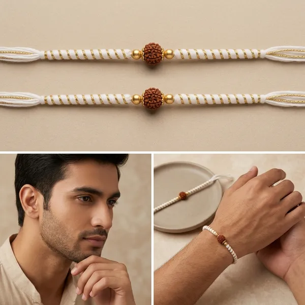 White_Beaded_Rudraksha_Rakhi_Spiritual_Wear_Pack_Of_6
