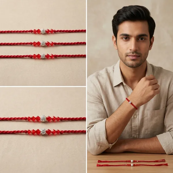 Red_Thread_Rakhi_With_Silver_Heart_Charm_Pack_Of_5