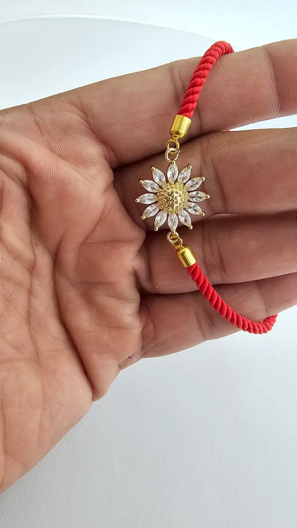 Red_Cord_Gold_Toned_Sunflower_Charm_Rakhi