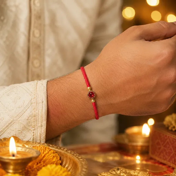 Red_Thread_Rakhi_With_Golden_Bead_Design_Pack_Of_6