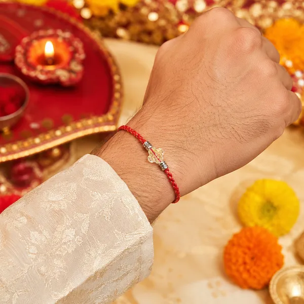 Red_Braided_Cord_Rakhi_With_Crystal_And_Silver_Beads_Pack_Of_6