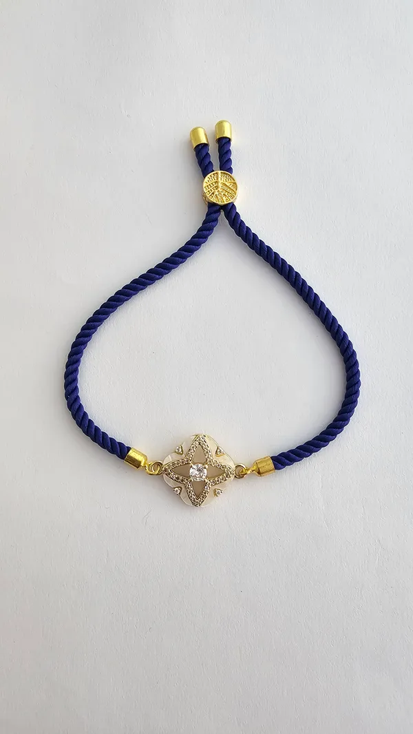 Blue_Cord_Gold_Clover_Charm_Adjustable_Rakhi