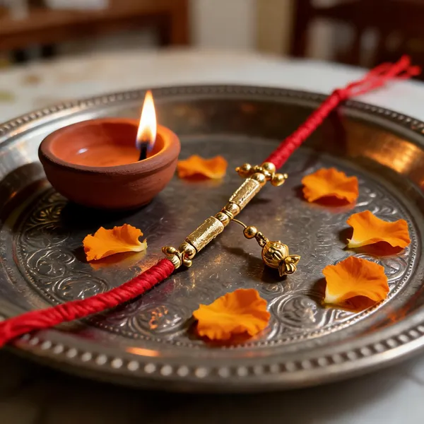 Gold_Plated_Sword_Charm_Red_Thread_Rakhi_Rakhi_Pack_Of_4