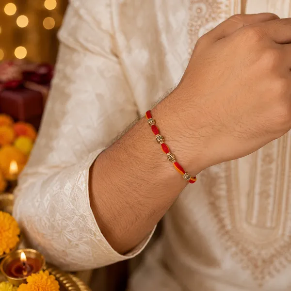 Red_And_Yellow_Twisted_Thread_Rakhi_With_Golden_Beads_Pack_Of_4