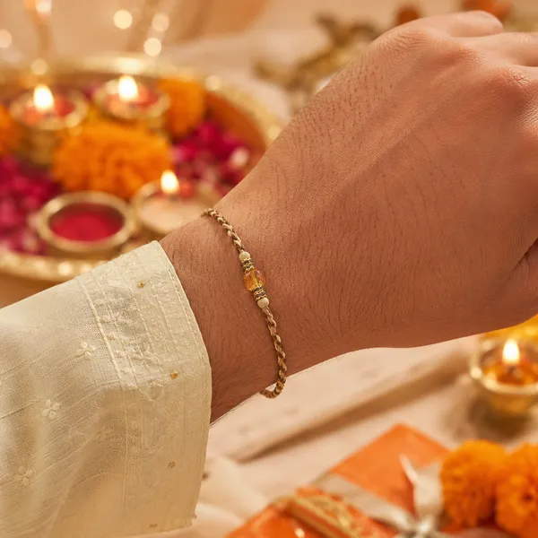 Gold_Plated_Chain_Rakhi_With_Yellow_Bead_Pack_Of_6