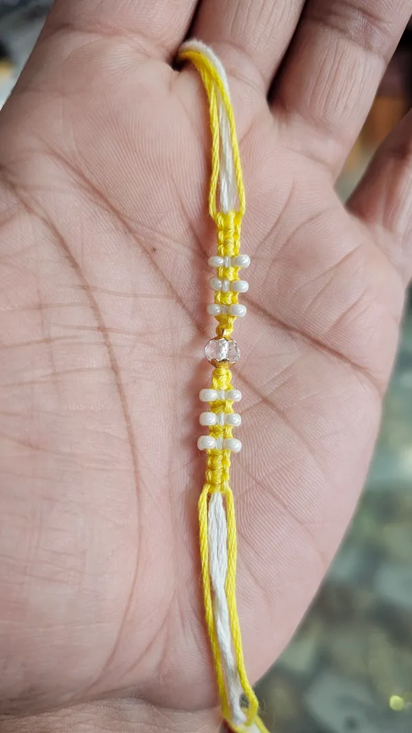 Yellow_White_Thread_Beaded_Friendship_Rakhi_Pack_Of_6