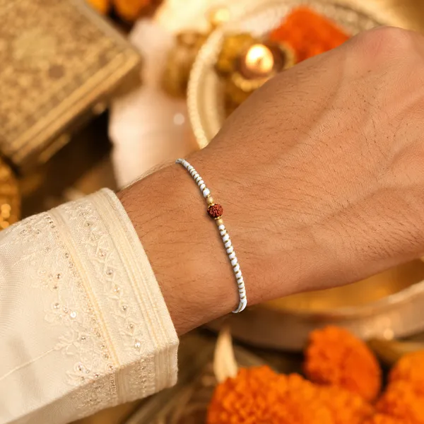 White_Beaded_Rudraksha_Rakhi_Spiritual_Wear_Pack_Of_6