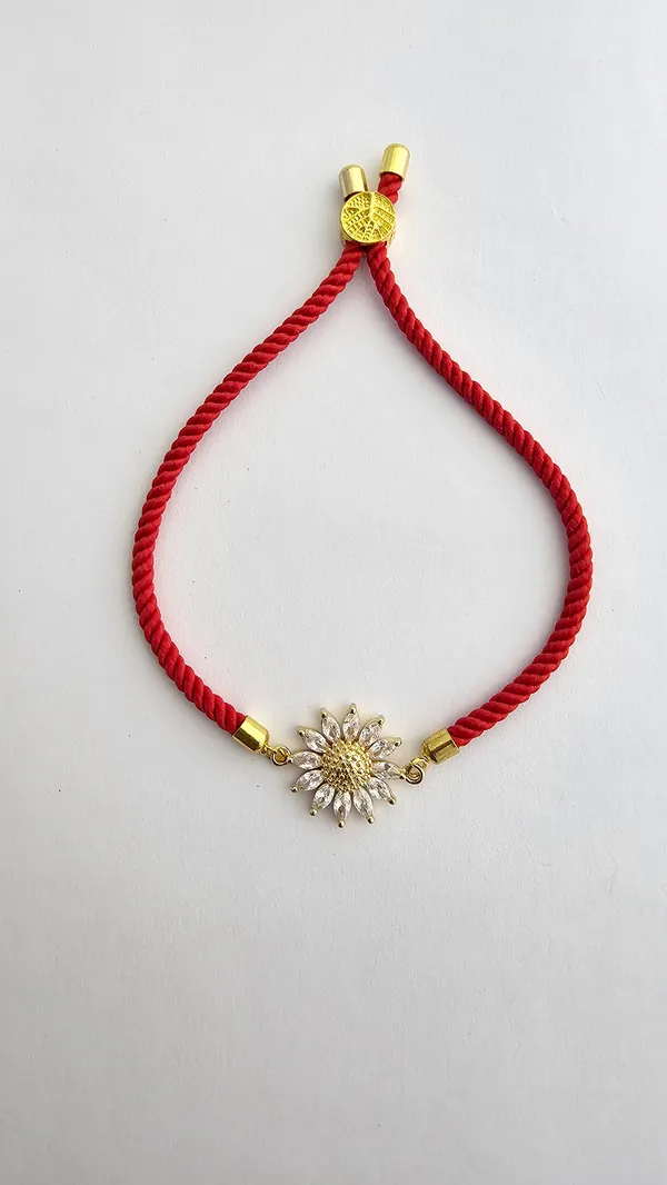 Red_Cord_Gold_Toned_Sunflower_Charm_Rakhi