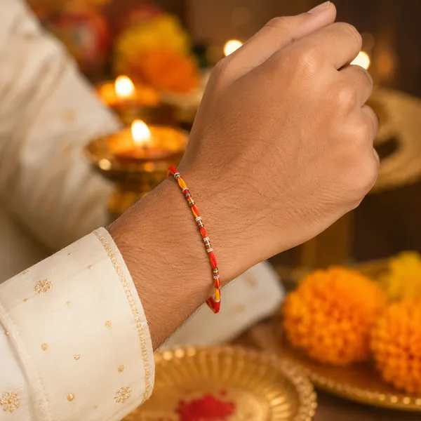 Red_Yellow_Thread_Rakhi_With_Silver_Beads_Brother_Pack_Of_5