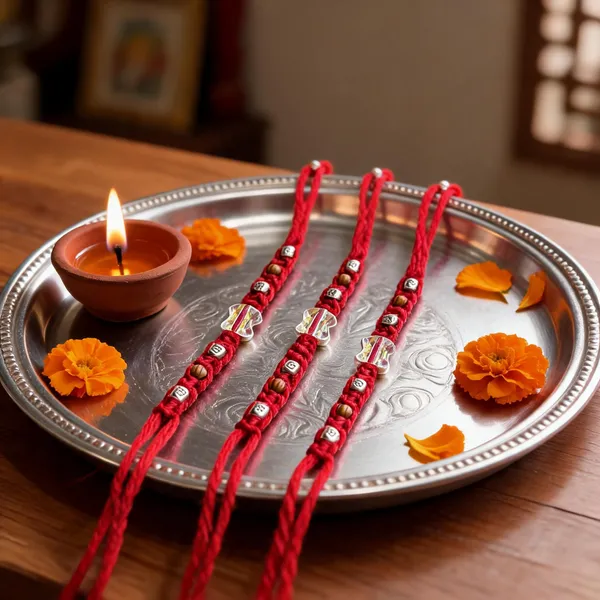 Red_Thread_Rakhi_With_Silver_Beads_Pack_Of_3