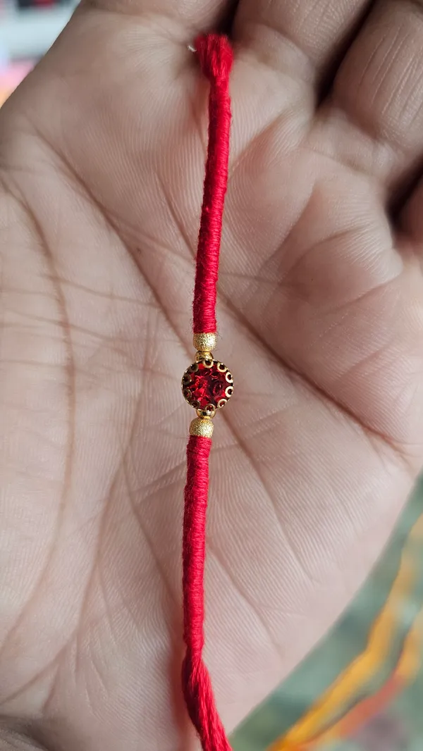 Red_Thread_Rakhi_With_Golden_Bead_Design_Pack_Of_6