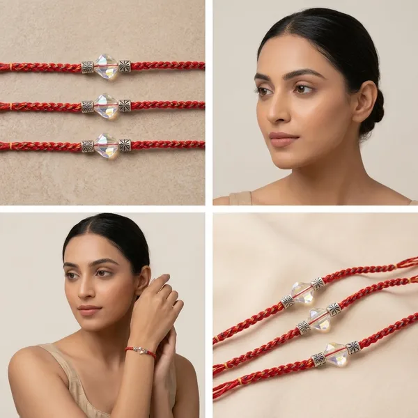 Red_Braided_Cord_Rakhi_With_Crystal_And_Silver_Beads_Pack_Of_6