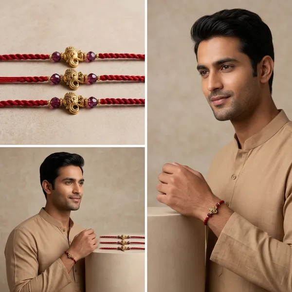 Red_Braided_Thread_Rakhi_With_Golden_Ganesha_Charm_Pack_Of_3