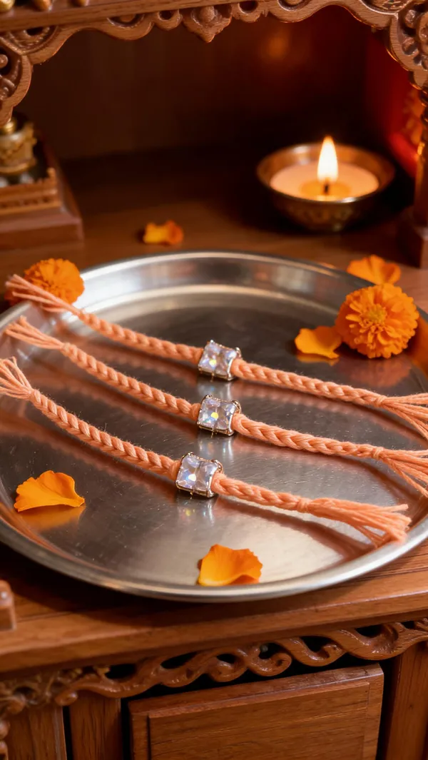 Orange_Braided_Thread_Rakhi_With_Crystal_Stone_Pack_Of_3