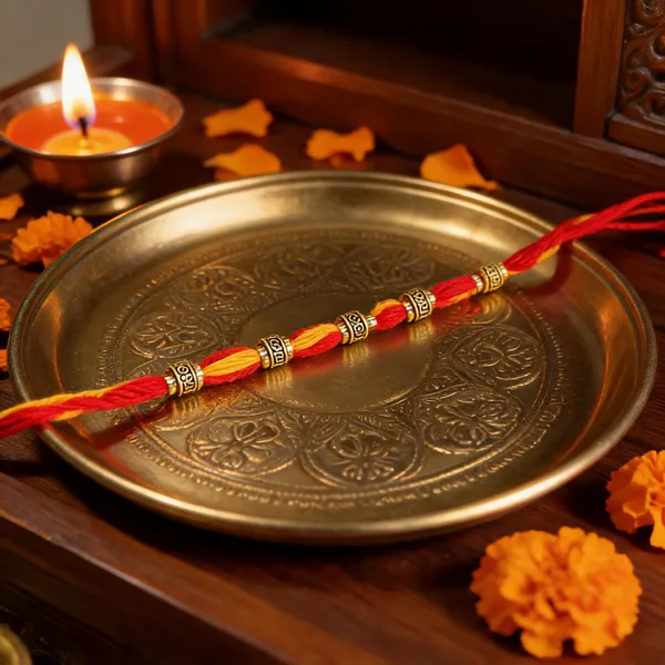 Red_And_Yellow_Twisted_Thread_Rakhi_With_Golden_Beads_Pack_Of_4