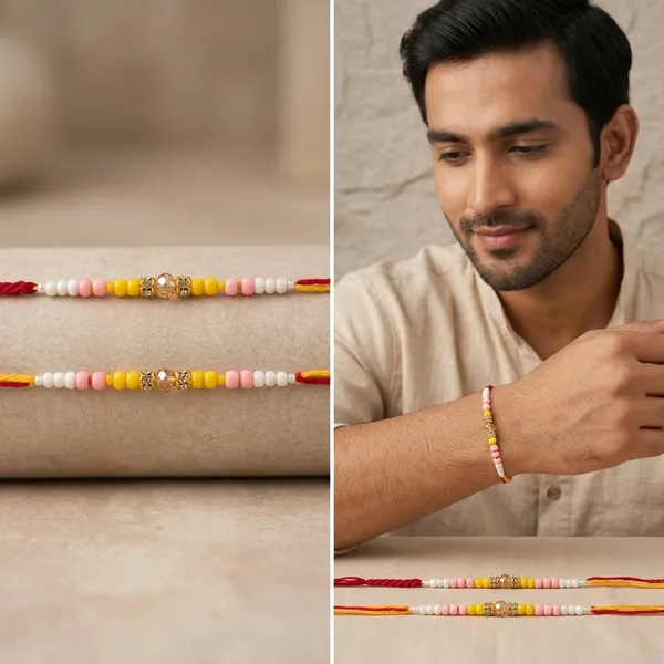 Multicolor_Beaded_Rakhi_With_Yellow_Thread_Pack_Of_6
