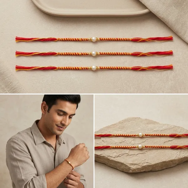 Orange_And_Red_Thread_Rakhi_With_Pearl_Bead_Pack_Of_6