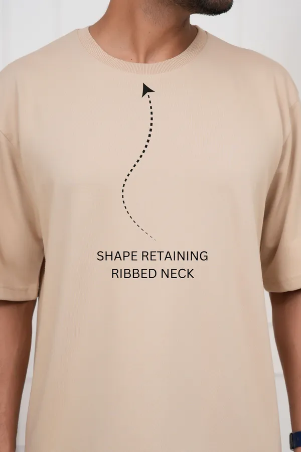 Beige_Solid_Round_Neck_T-Shirt_For_Men