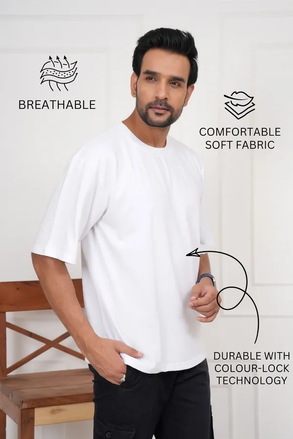 White_Solid_Round_Neck_T-Shirt_For_Men