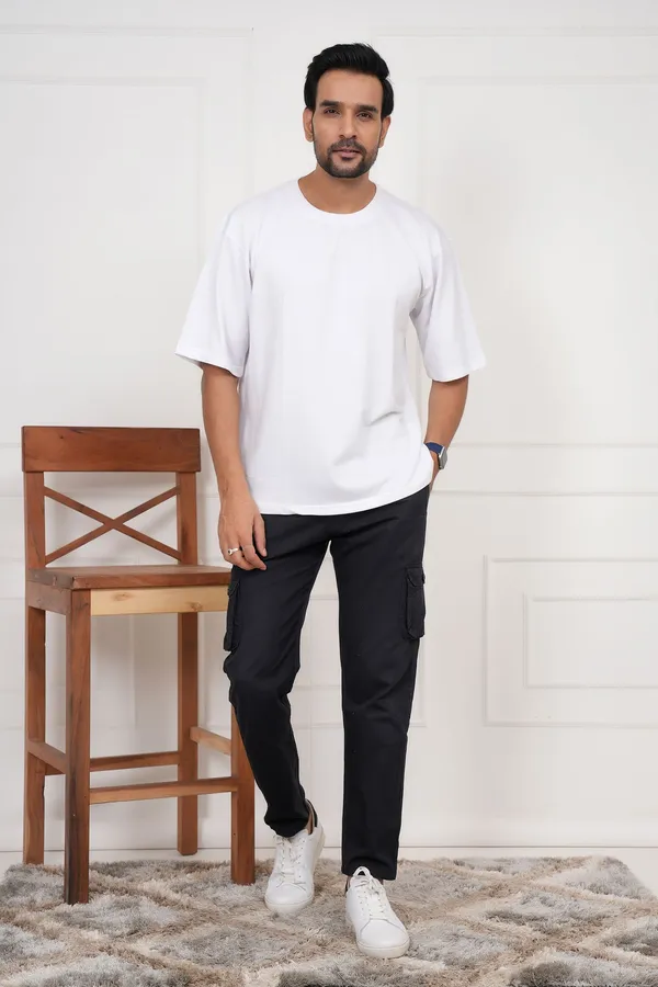 White_Solid_Round_Neck_T-Shirt_For_Men