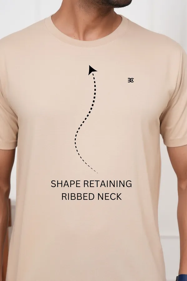 Beige_Solid_Round_Neck_T-Shirt_For_Men