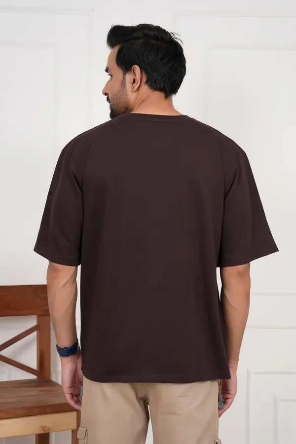 Brown_Solid_Round_Neck_T-Shirt_For_Men