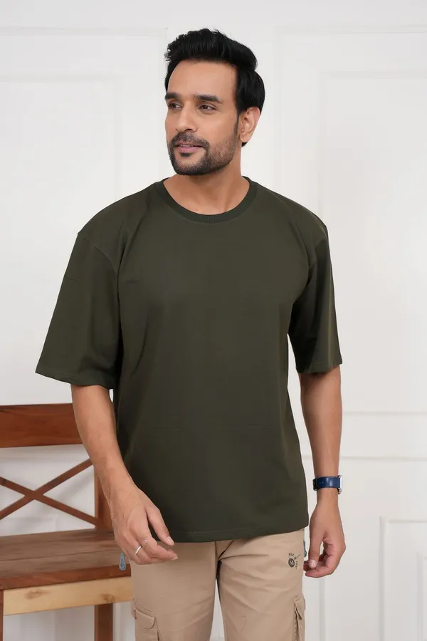 Green_Solid_Round_Neck_T-Shirt_For_Men