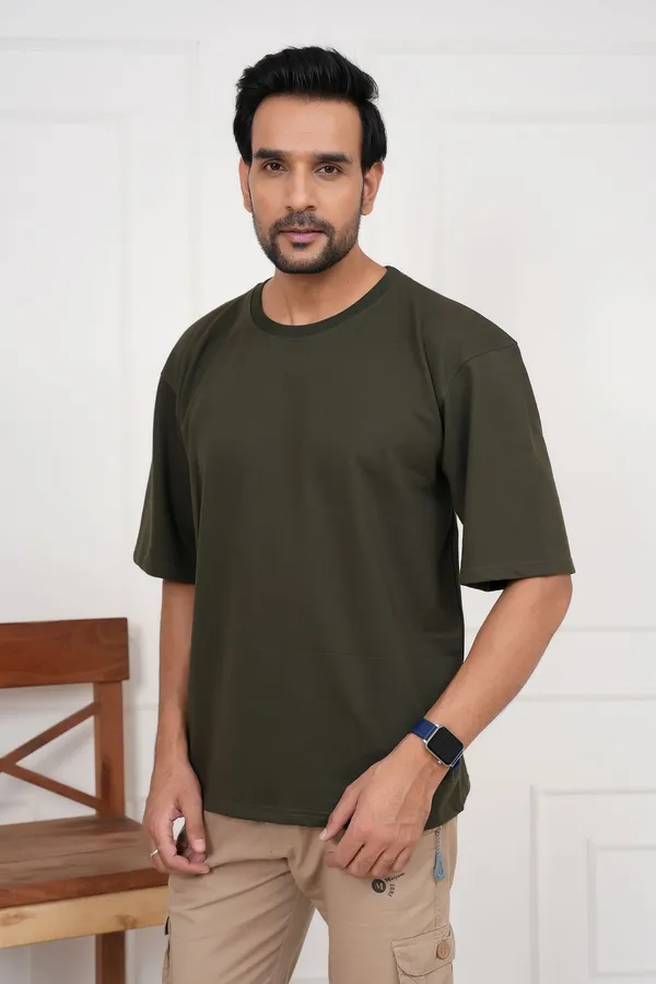 Green_Solid_Round_Neck_T-Shirt_For_Men