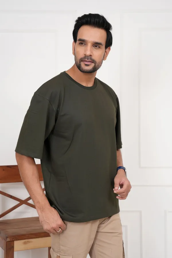 Green_Solid_Round_Neck_T-Shirt_For_Men