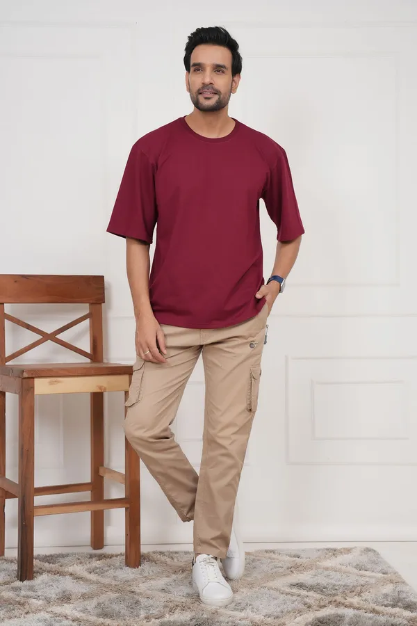 Maroon_Solid_Round_Neck_T-Shirt_For_Men