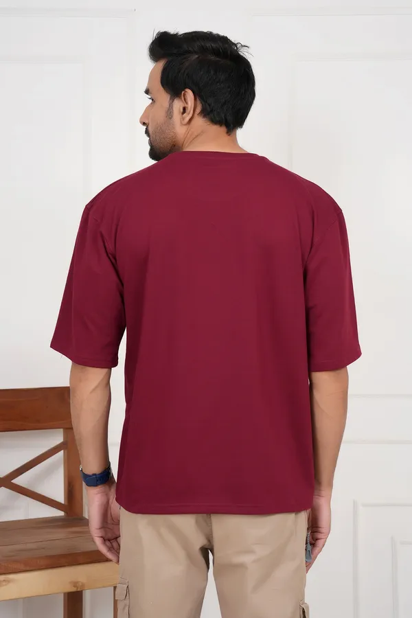 Maroon_Solid_Round_Neck_T-Shirt_For_Men