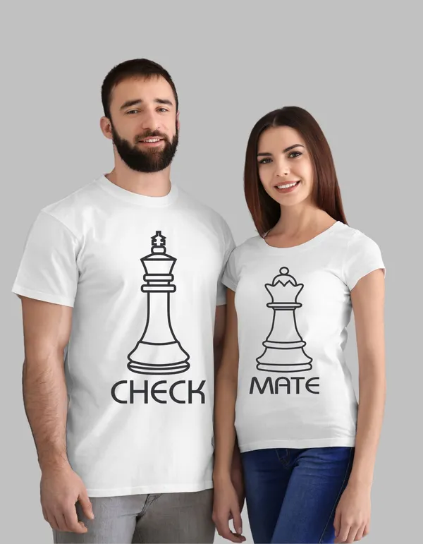 White_Graphic_Print_Typography_Printed_Solid_Couple_Round_Neck_T-Shirt_For_Unisex