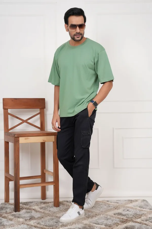 Light_Green_Solid_Round_Neck_T-Shirt_For_Men