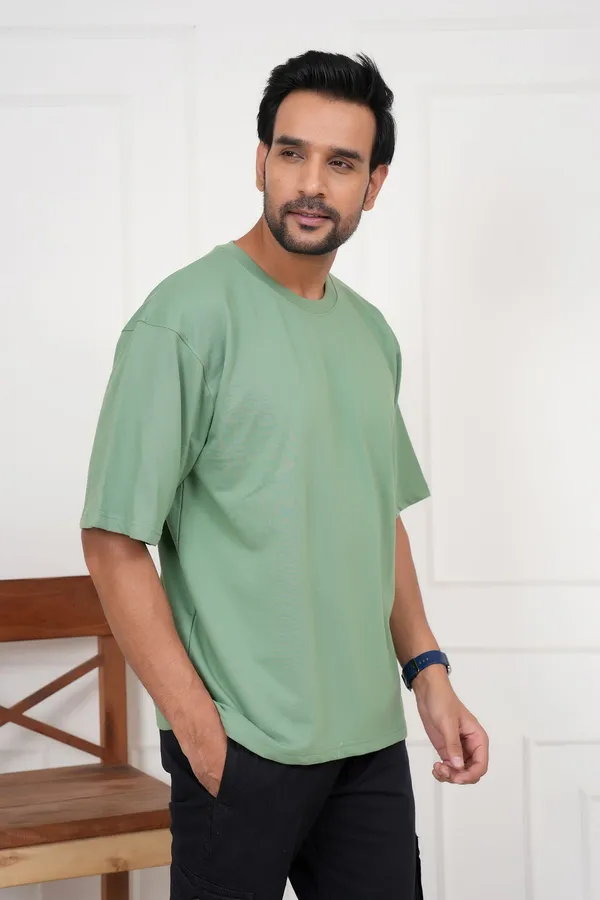 Light_Green_Solid_Round_Neck_T-Shirt_For_Men