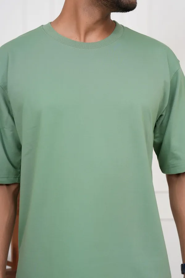 Light_Green_Solid_Round_Neck_T-Shirt_For_Men