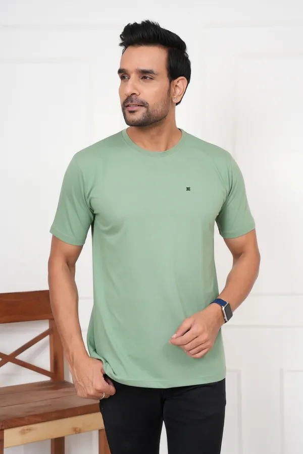 Light_Green_Solid_Round_Neck_T-Shirt_For_Men